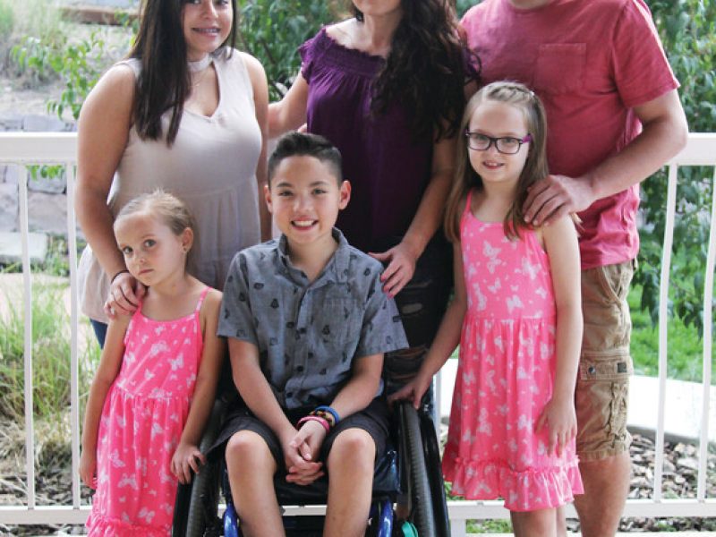 Haevyn Romero, Rianna Abeyta, Johnathan Tews, Payton Tews, Jace Garcia and Zoi Tews recently received an ADA home makeover for Jace, who was injured in a car accident last year.